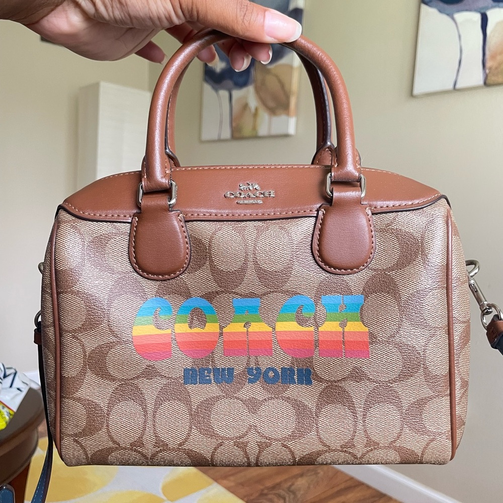 Coach Rowan Rainbow Logo Satchel Crossbody Bag